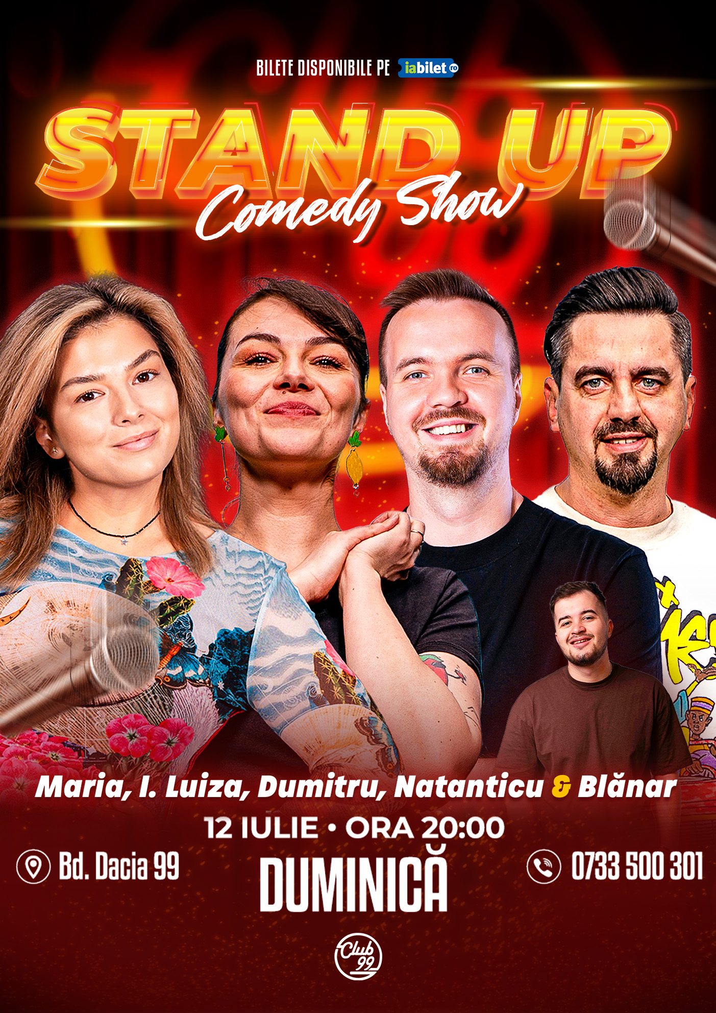 Stand-up Comedy cu Maria Popovici, Ioana Luiza, George Dumitru, Natanticu - Blănar la Club 99